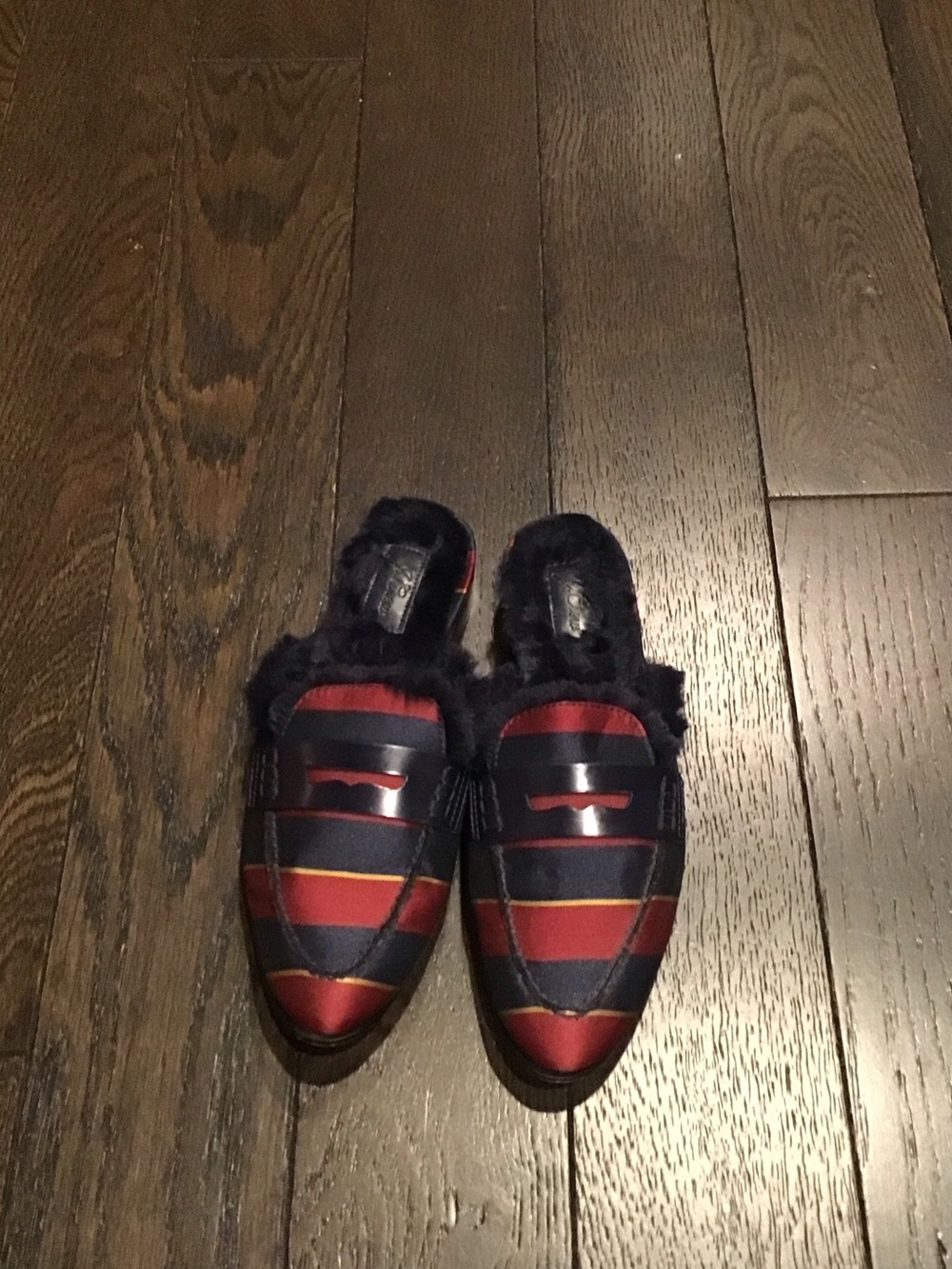 J. Crew Academy Fur-Lined Penny Loafer Mule. Size 6